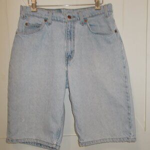 VTG Levi's 560 Denim Blue Jean Bermuda Shorts Men's 32 Light Wash Orange Tab